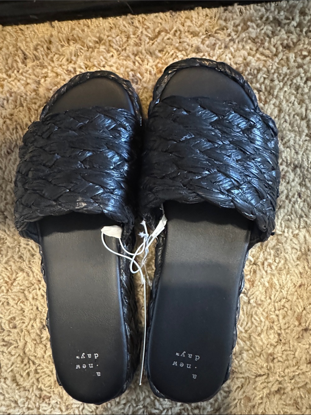 a new day Black Braided Slide Sandals - Women's